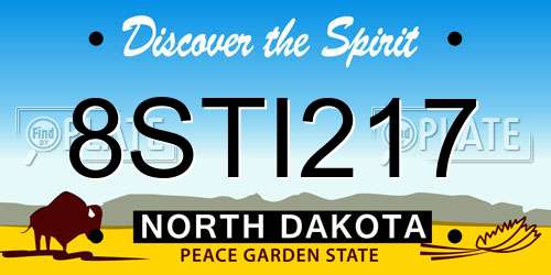 8STI217 North Dakota License Plate