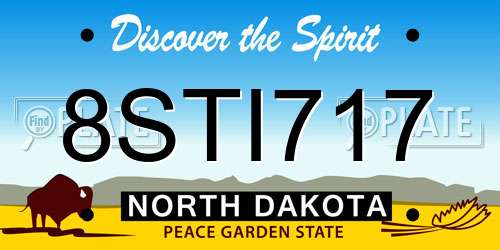 8STI717 North Dakota License Plate
