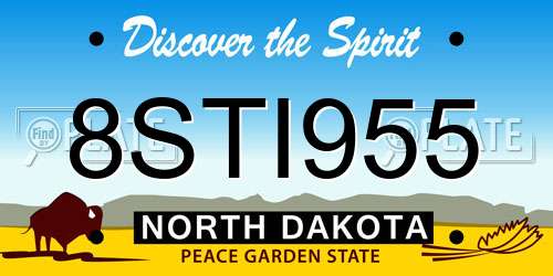 8STI955 North Dakota License Plate