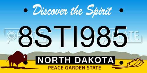8STI985 North Dakota License Plate