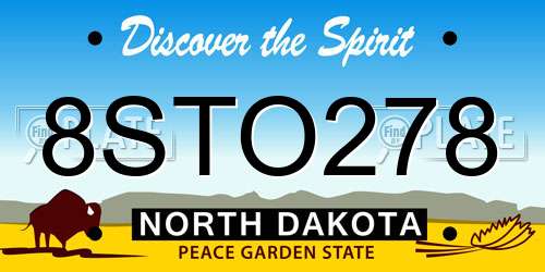 8STO278 North Dakota License Plate