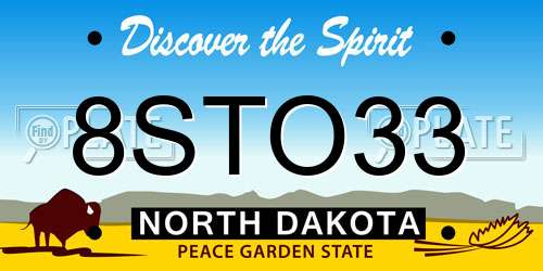 8STO33 North Dakota License Plate