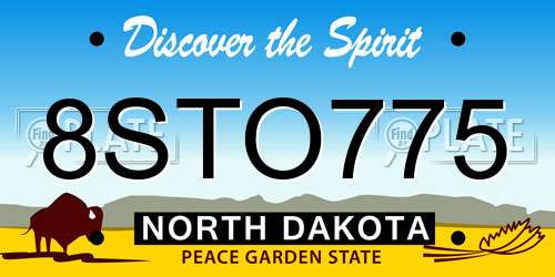 8STO775 North Dakota License Plate