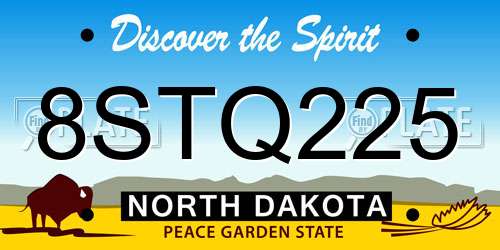 8STQ225 North Dakota License Plate