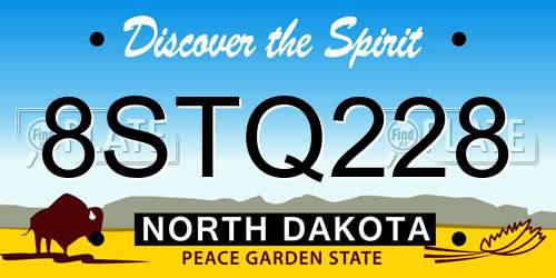 8STQ228 North Dakota License Plate