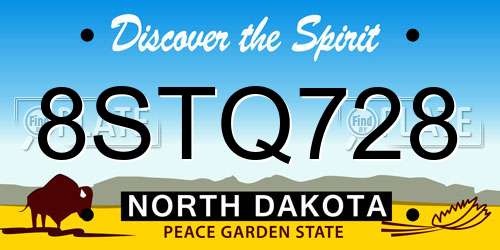8STQ728 North Dakota License Plate