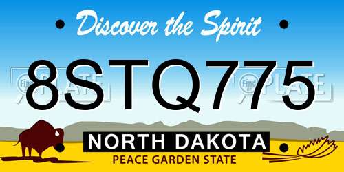 8STQ775 North Dakota License Plate