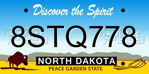 8STQ778 North Dakota License Plate