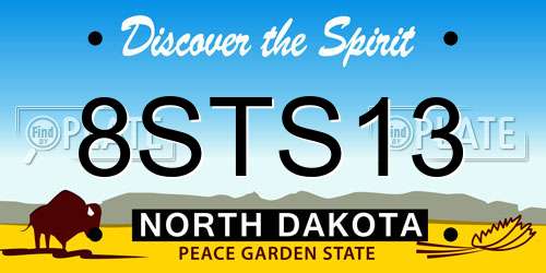 8STS13 North Dakota License Plate
