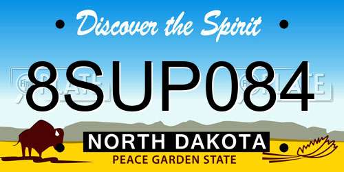 8SUP084 North Dakota License Plate