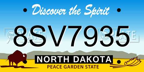 8SV7935 North Dakota License Plate