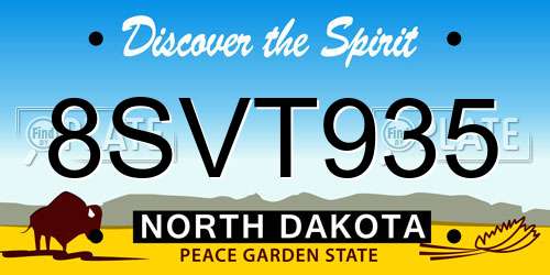 8SVT935 North Dakota License Plate