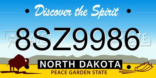 8SZ9986 North Dakota License Plate