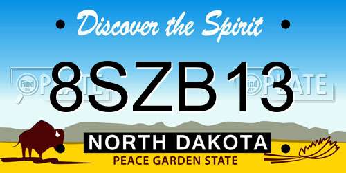 8SZB13 North Dakota License Plate