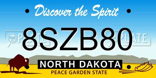 8SZB80 North Dakota License Plate
