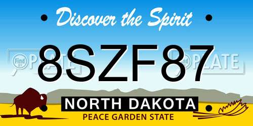 8SZF87 North Dakota License Plate
