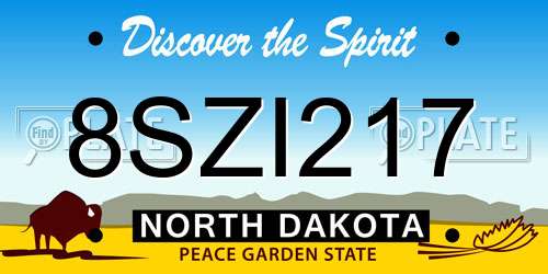 8SZI217 North Dakota License Plate