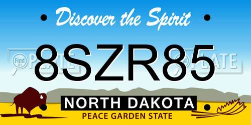 8SZR85 North Dakota License Plate