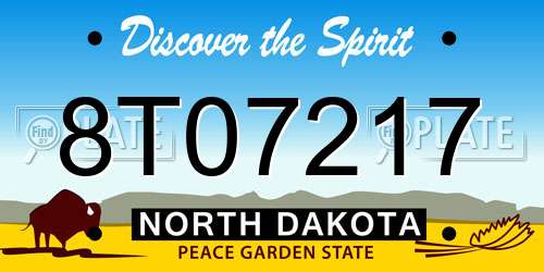 8T07217 North Dakota License Plate