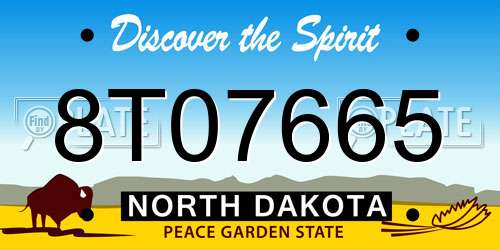 8T07665 North Dakota License Plate