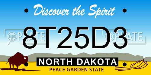 8T25D3 North Dakota License Plate