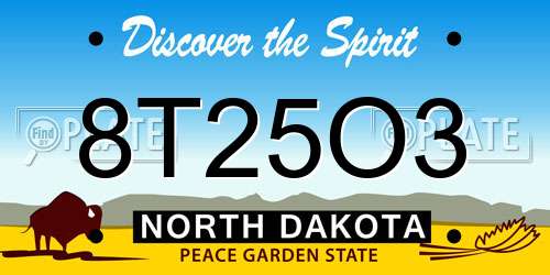 8T25O3 North Dakota License Plate