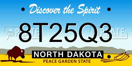 8T25Q3 North Dakota License Plate