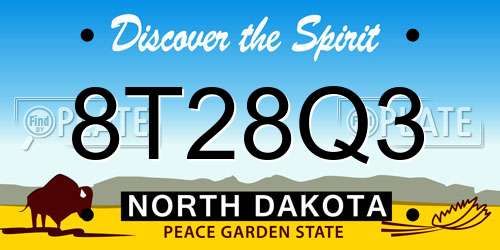 8T28Q3 North Dakota License Plate