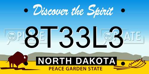 8T33L3 North Dakota License Plate