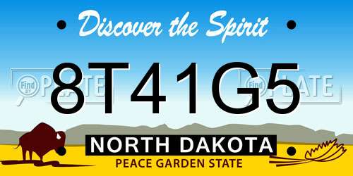 8T41G5 North Dakota License Plate