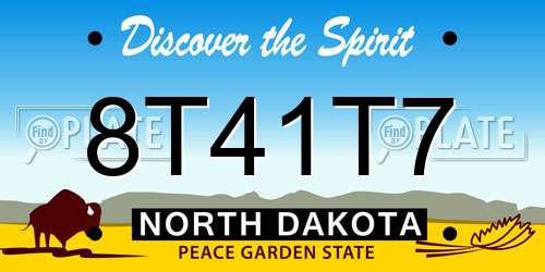 8T41T7 North Dakota License Plate