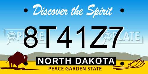 8T41Z7 North Dakota License Plate