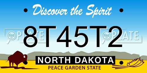 8T45T2 North Dakota License Plate