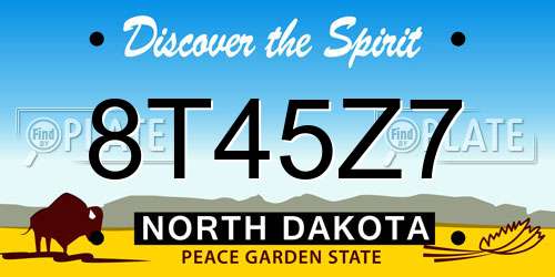 8T45Z7 North Dakota License Plate