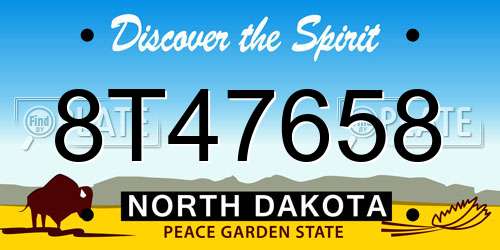 8T47658 North Dakota License Plate