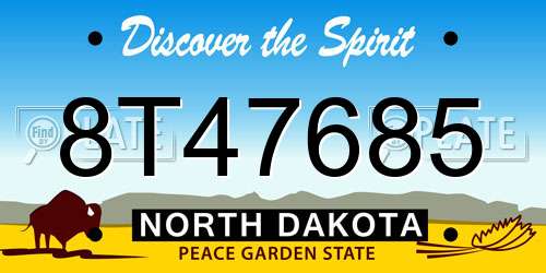 8T47685 North Dakota License Plate