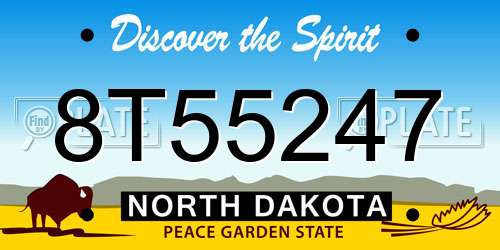 8T55247 North Dakota License Plate