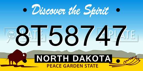 8T58747 North Dakota License Plate