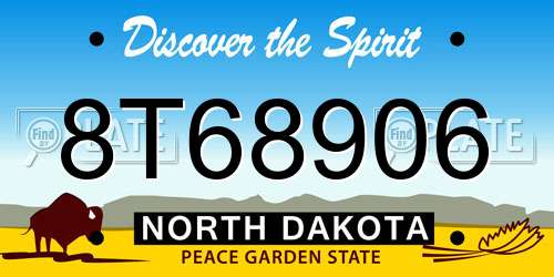 8T68906 North Dakota License Plate