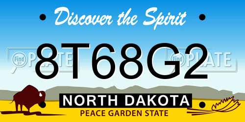 8T68G2 North Dakota License Plate