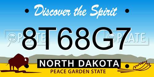 8T68G7 North Dakota License Plate