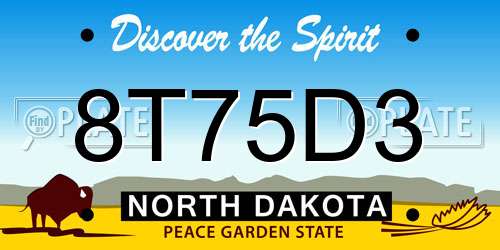 8T75D3 North Dakota License Plate