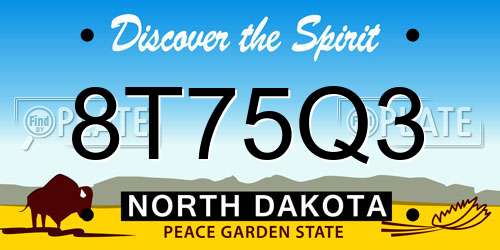 8T75Q3 North Dakota License Plate