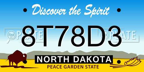 8T78D3 North Dakota License Plate