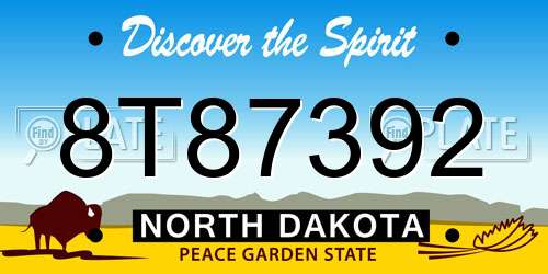 8T87392 North Dakota License Plate