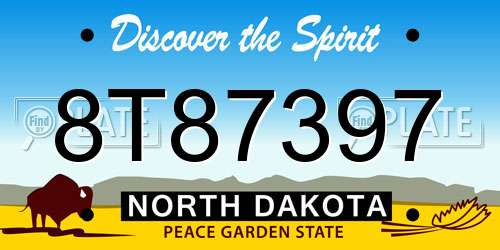 8T87397 North Dakota License Plate