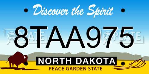 8TAA975 North Dakota License Plate