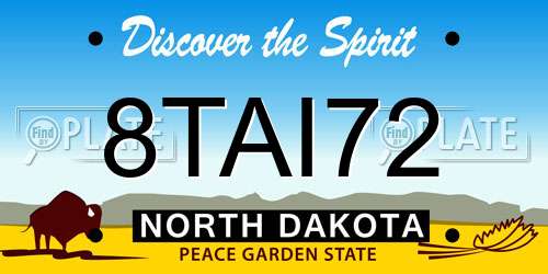 8TAI72 North Dakota License Plate