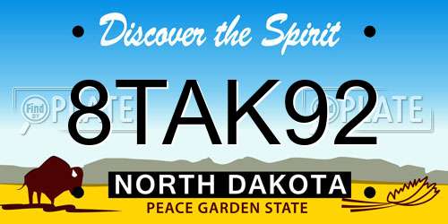 8TAK92 North Dakota License Plate