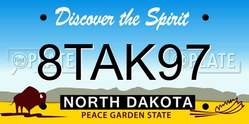 8TAK97 North Dakota License Plate